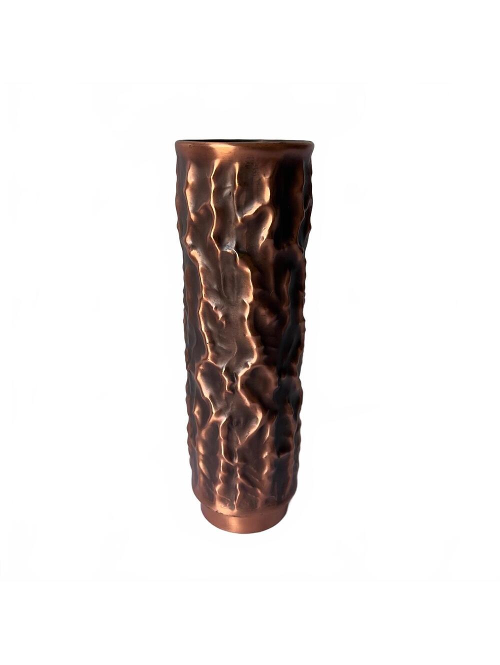 Vintage MCM Copper Vase 7.5” Textured Brutalist Design Germany 60s